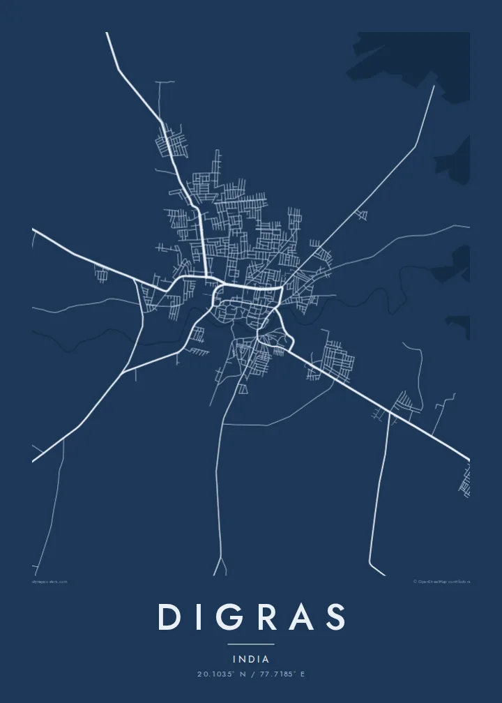 Digras map poster — Blueprint style