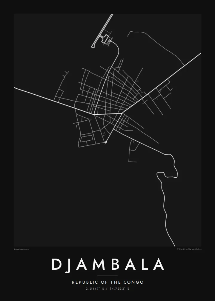Djambala map poster — Noir style