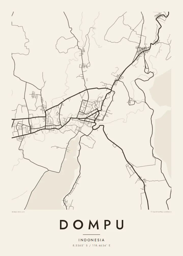Dompu map poster — Paper style