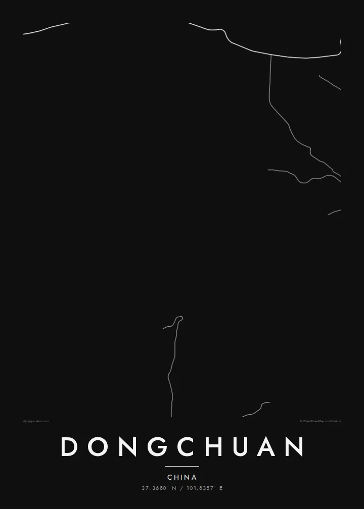 Dongchuan map poster — Noir