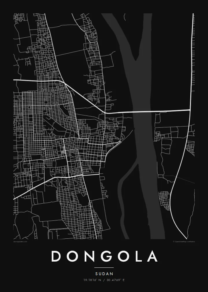 Dongola map poster — Noir