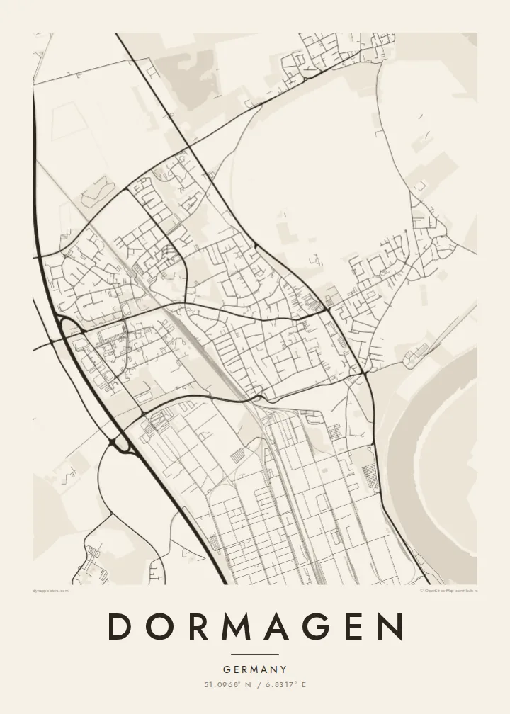 Dormagen map poster — Paper style