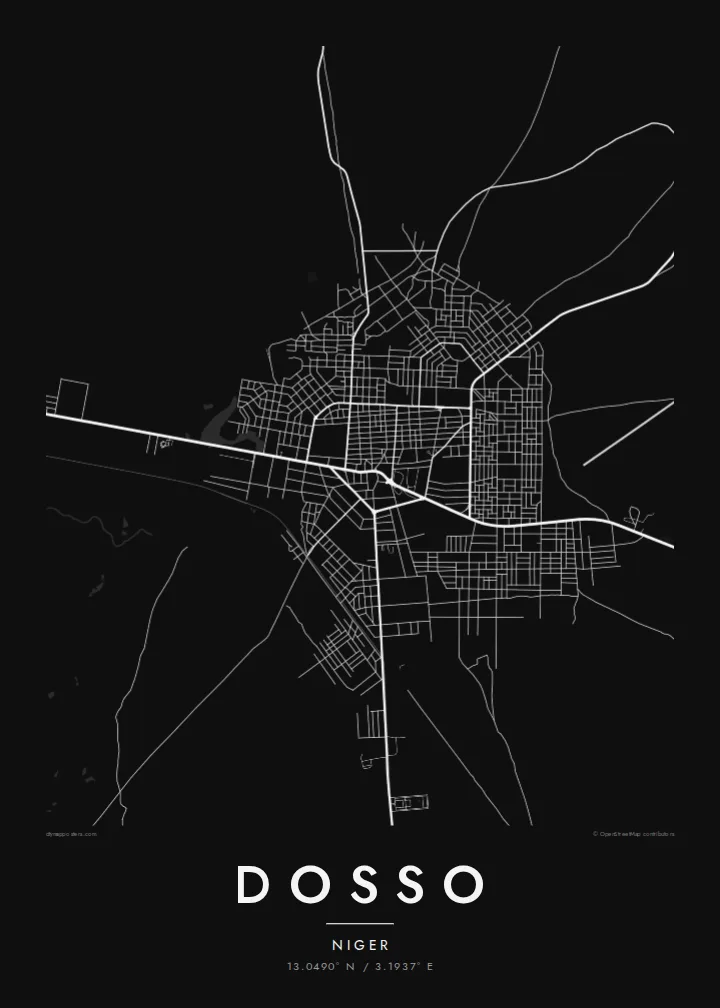 Dosso map poster — Noir style