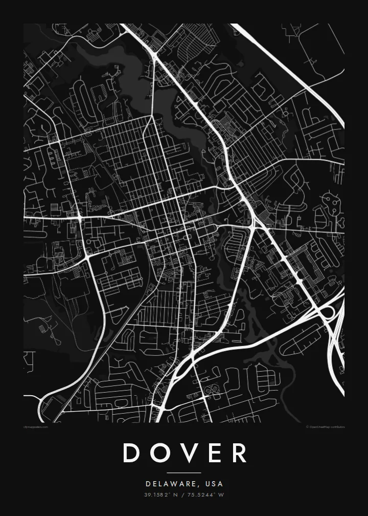 Dover map poster — Noir