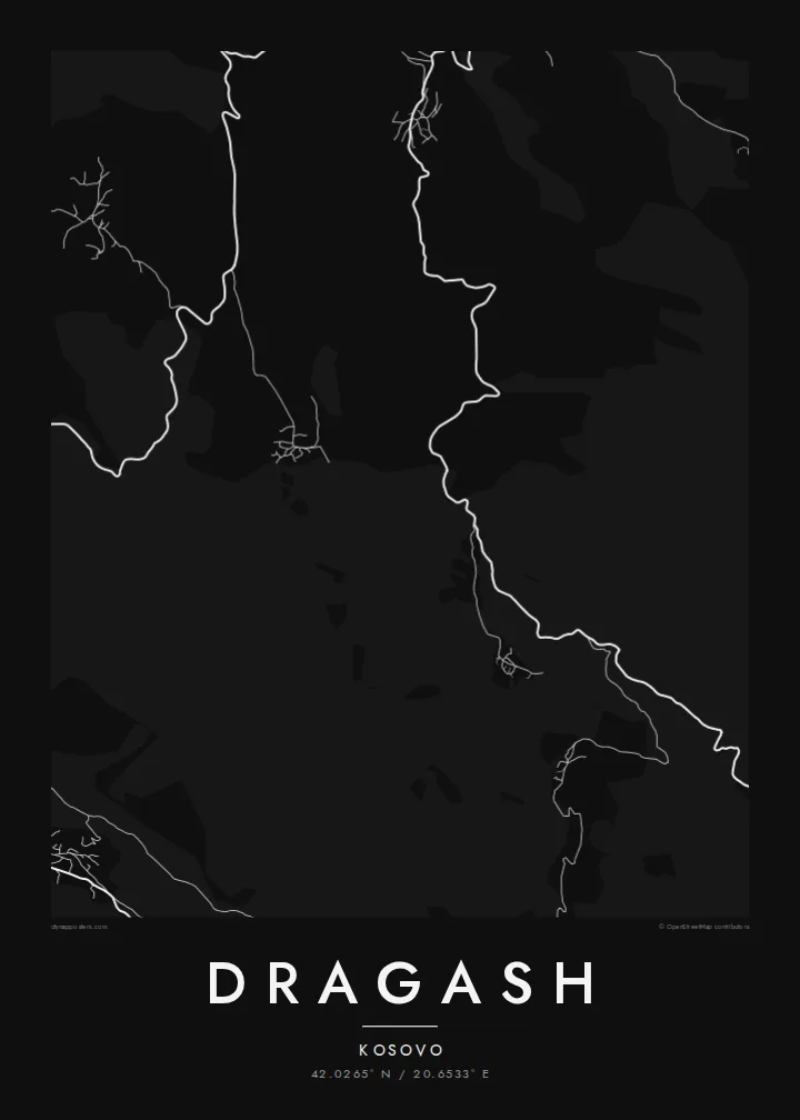 Dragash map poster — Noir