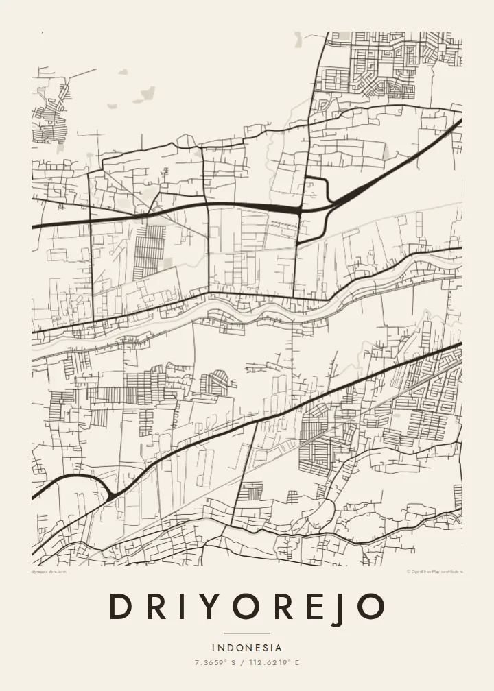 Driyorejo map poster — Paper style