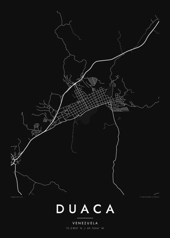 Duaca map poster — Noir style