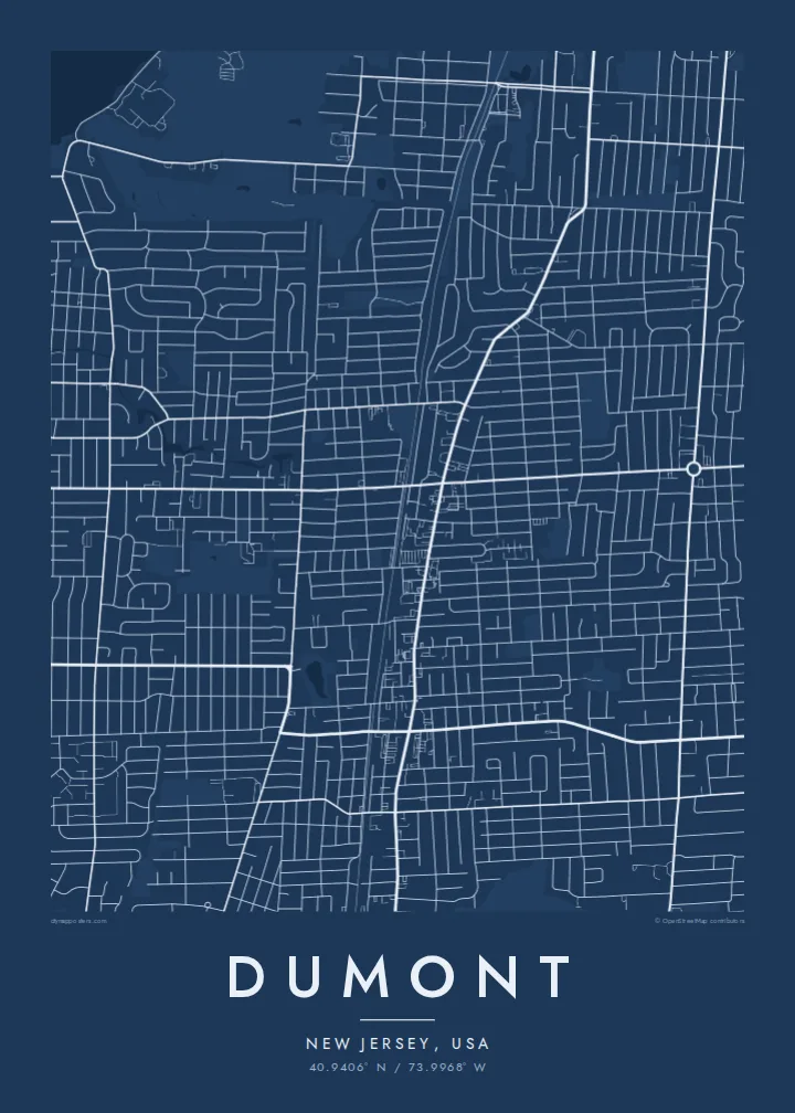Dumont map poster — Blueprint style