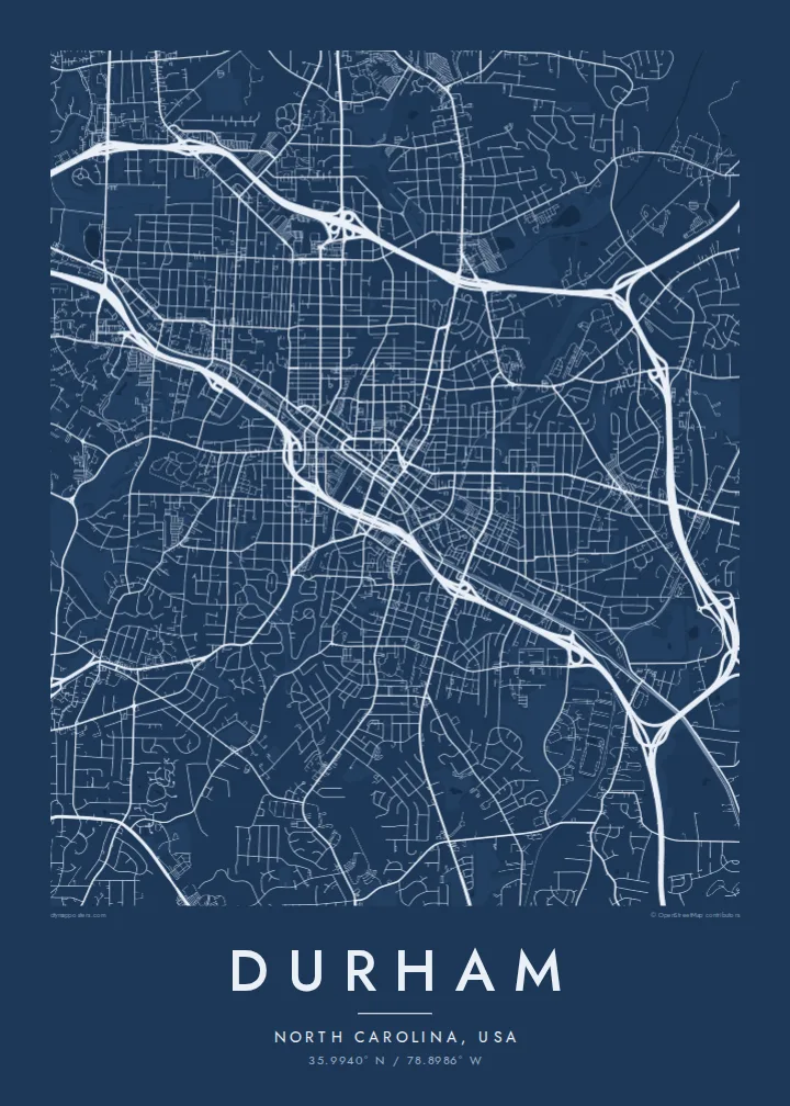 Durham map poster — Blueprint