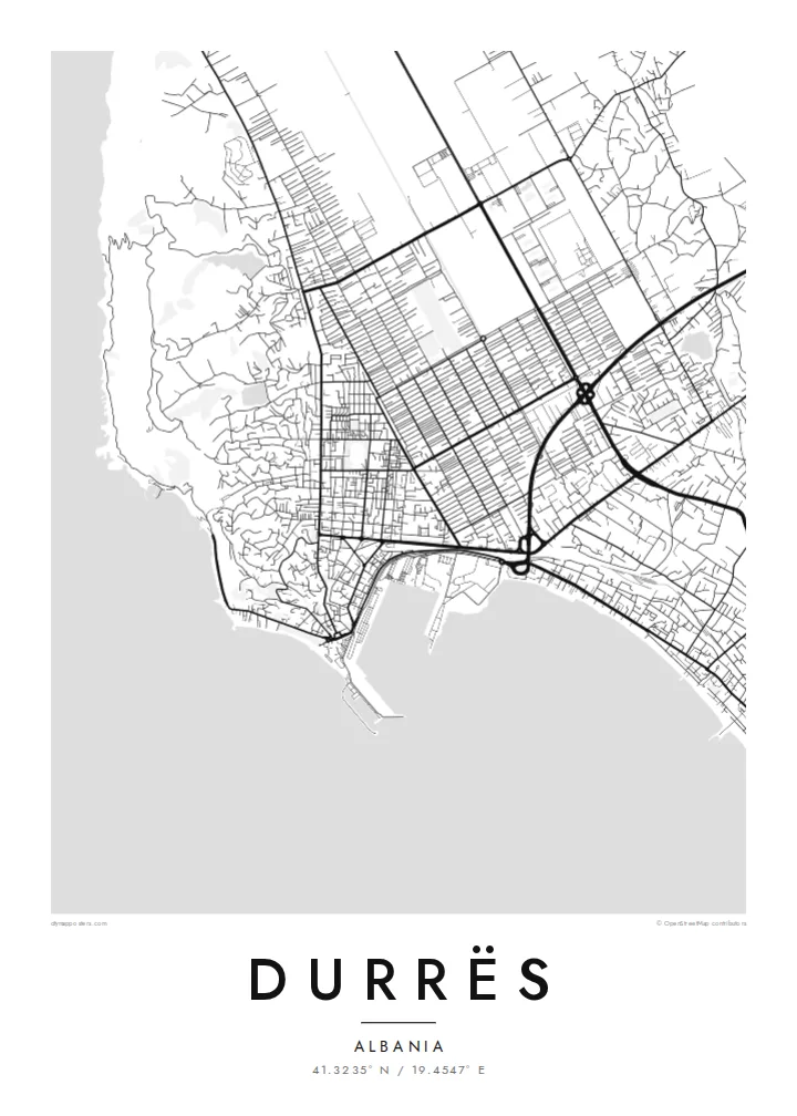 Durrës map poster — Classic