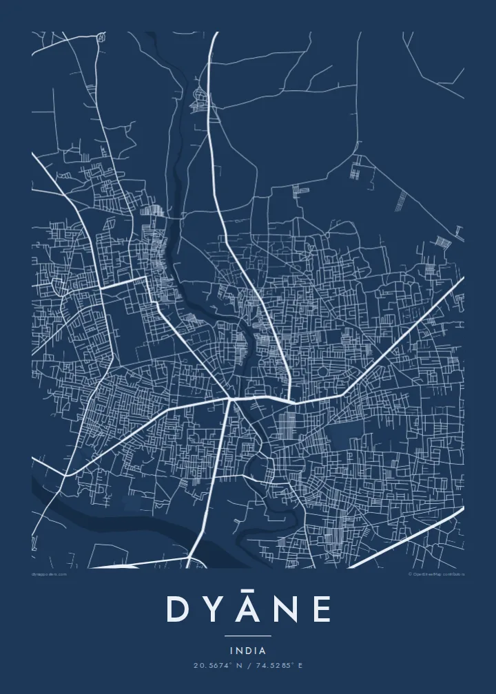 Dyāne map poster — Blueprint style