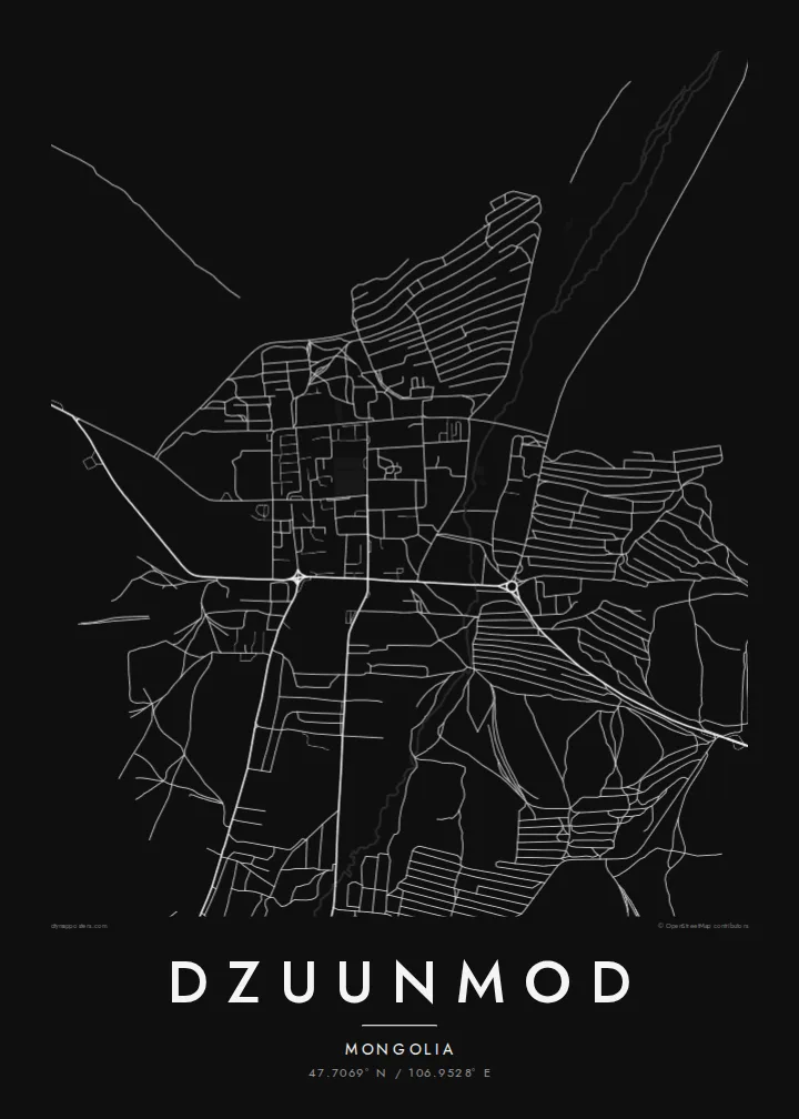 Dzuunmod map poster — Noir style