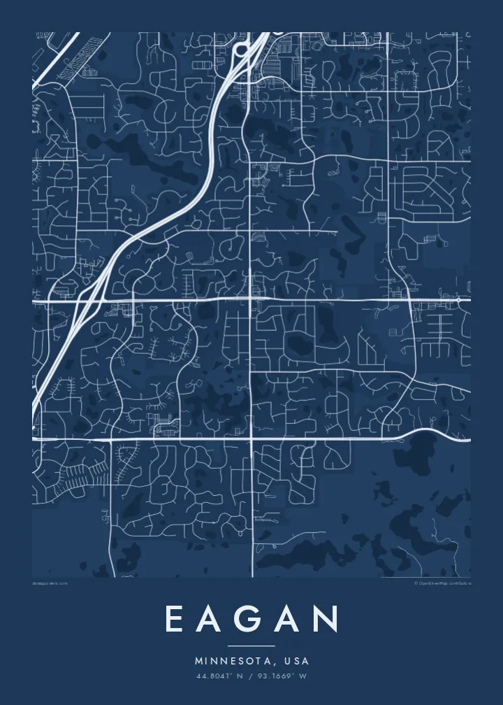 Eagan map poster — Blueprint style