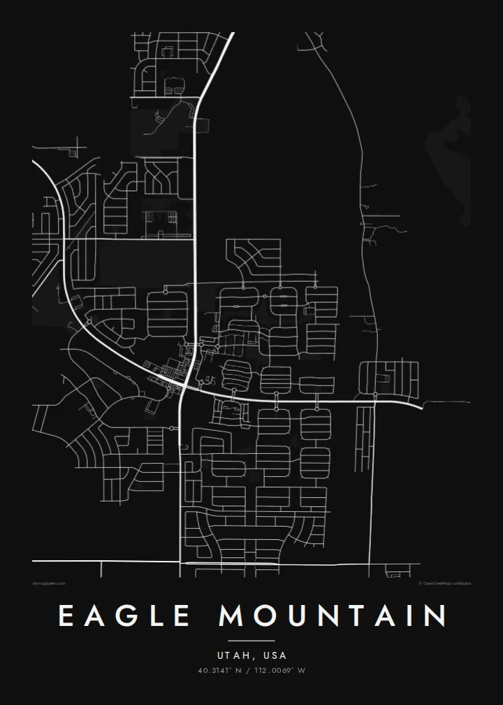 Eagle Mountain map poster — Noir