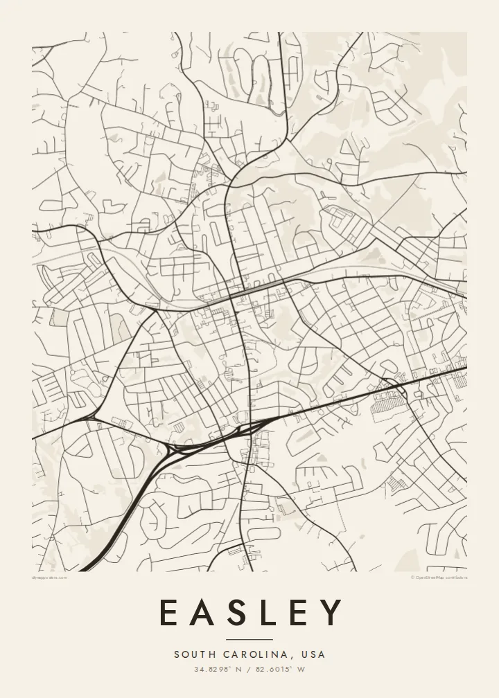 Easley map poster — Paper style