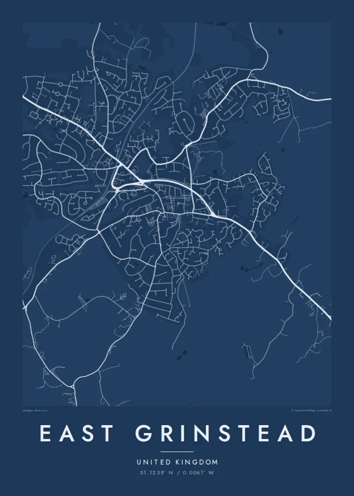 East Grinstead map poster — Blueprint