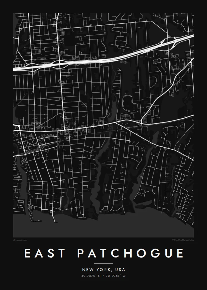 East Patchogue map poster — Noir style