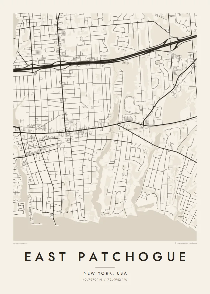 East Patchogue map poster — Paper style