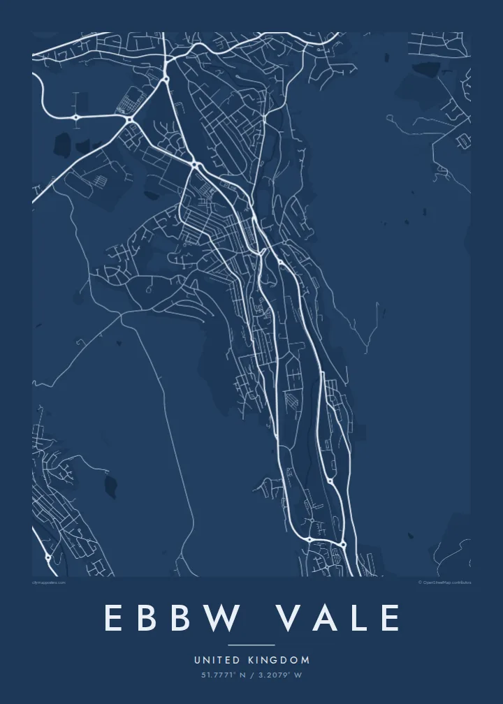 Ebbw Vale map poster — Blueprint