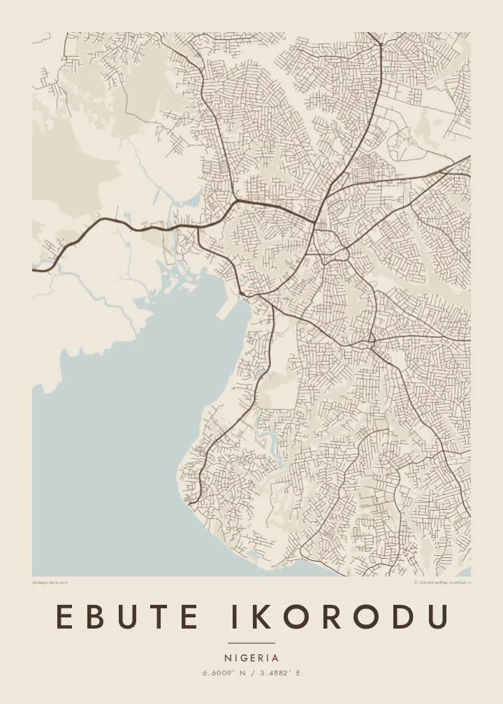 Ebute Ikorodu map poster — Sand style