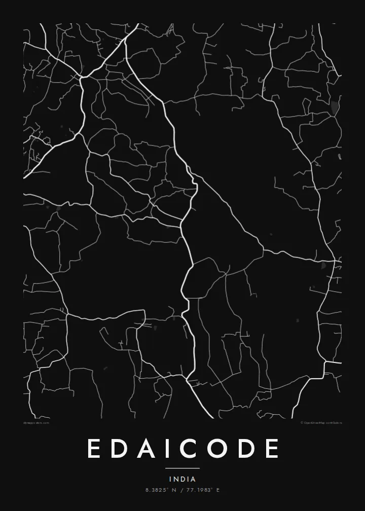 Edaicode map poster — Noir style