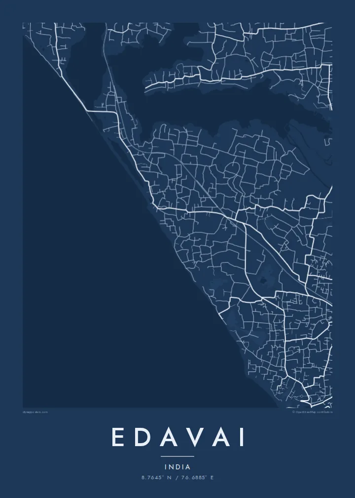 Edavai map poster — Blueprint style