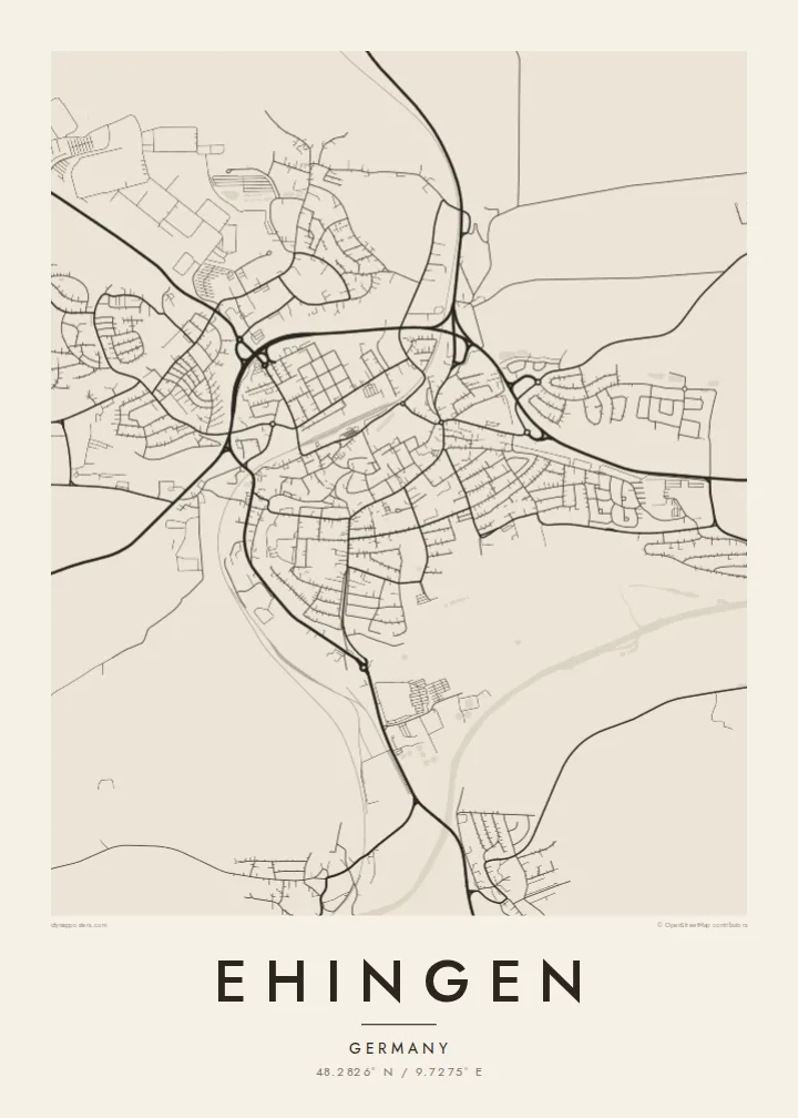 Ehingen map poster — Paper style