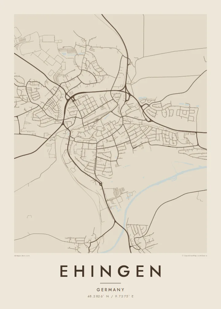 Ehingen map poster — Sand style