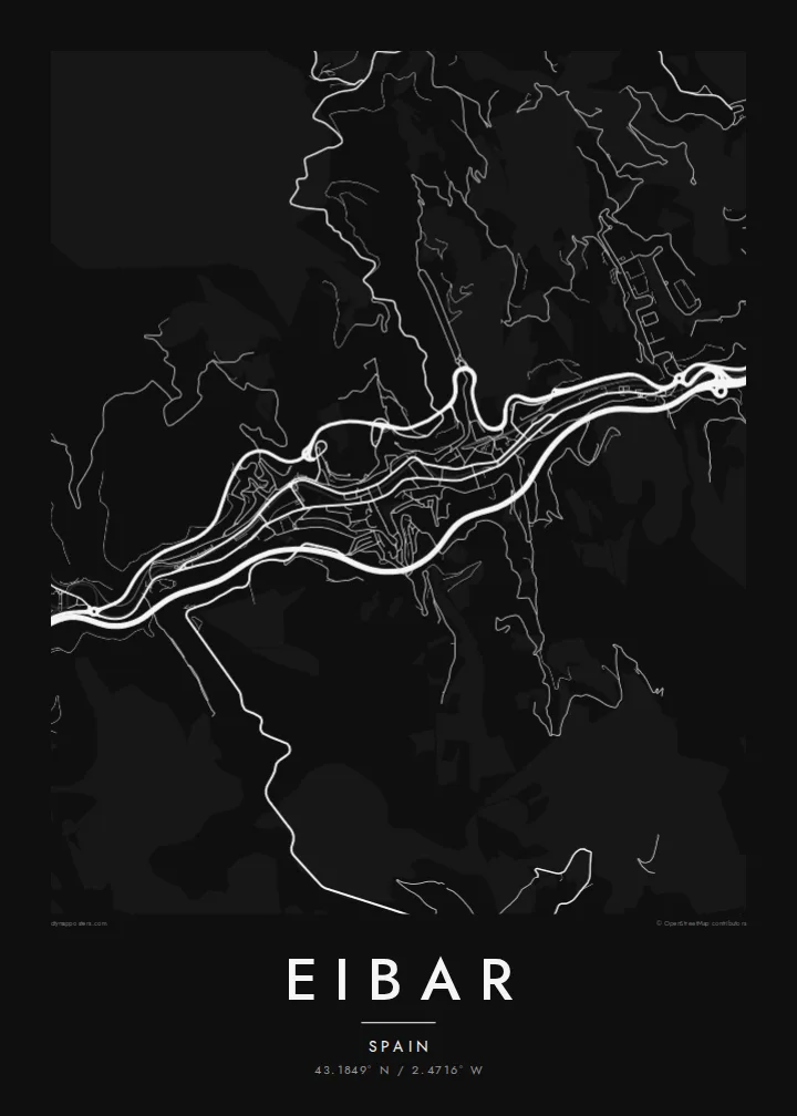 Eibar map poster — Noir style
