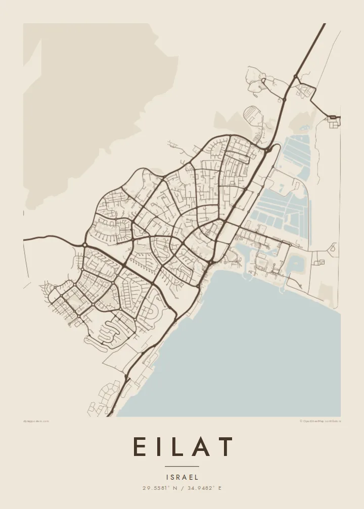 Eilat map poster — Sand