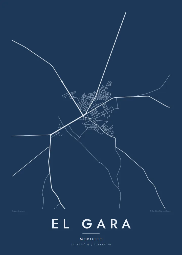 El Gara map poster — Blueprint style