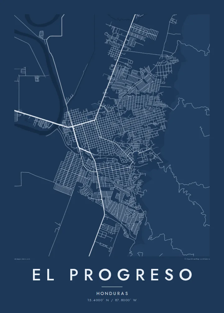 El Progreso map poster — Blueprint style