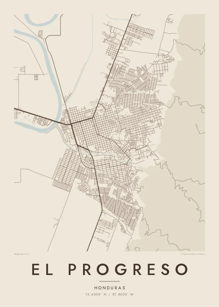 El Progreso map poster — Sand style