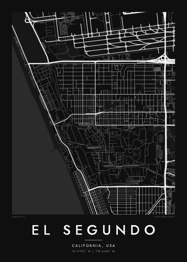 El Segundo map poster — Noir
