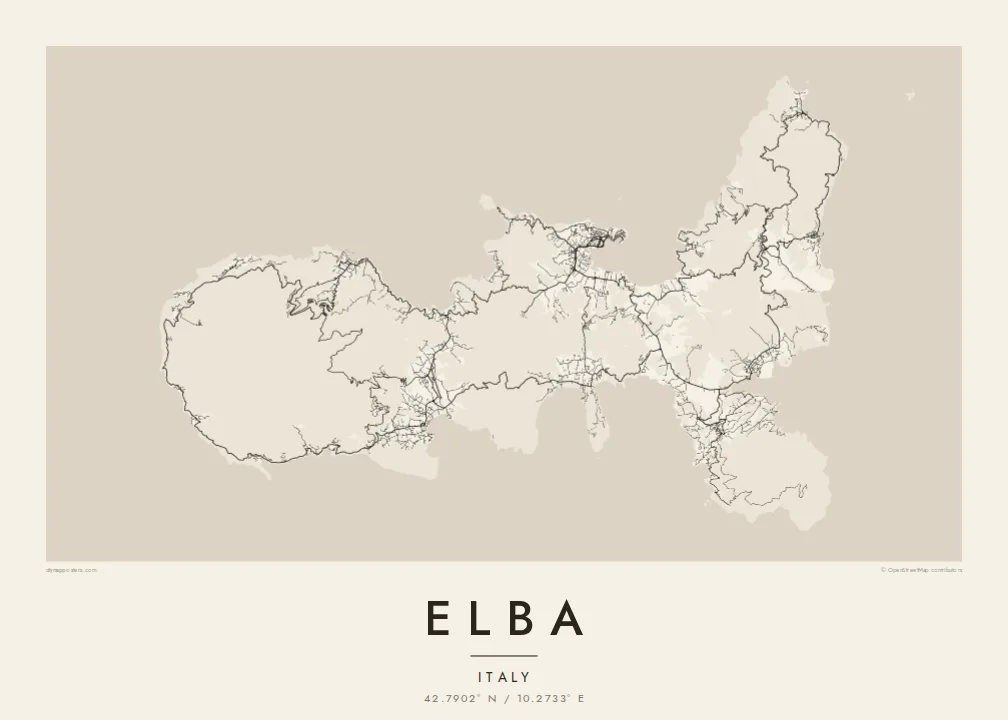 Elba map poster — Paper style