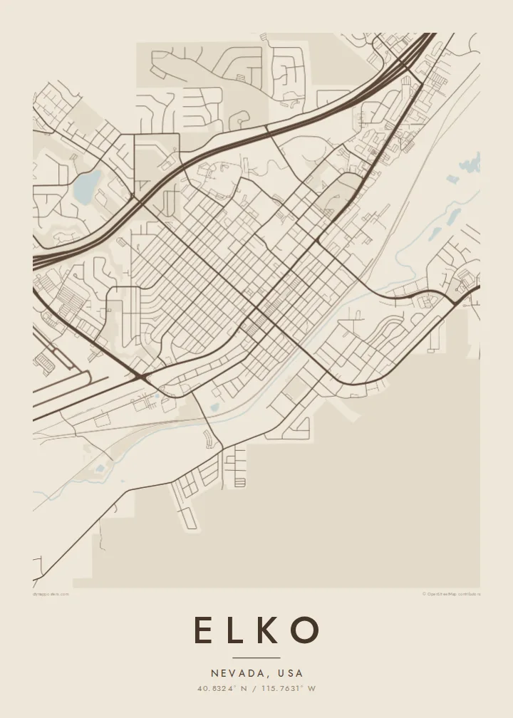 Elko map poster — Sand style
