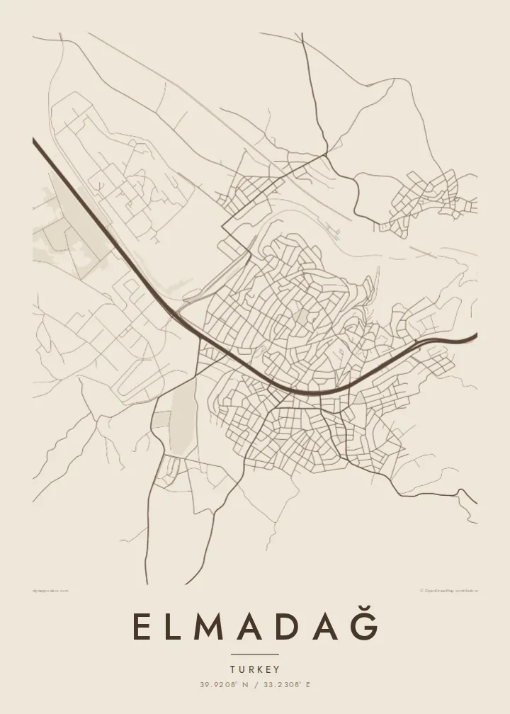 Elmadağ map poster — Sand style