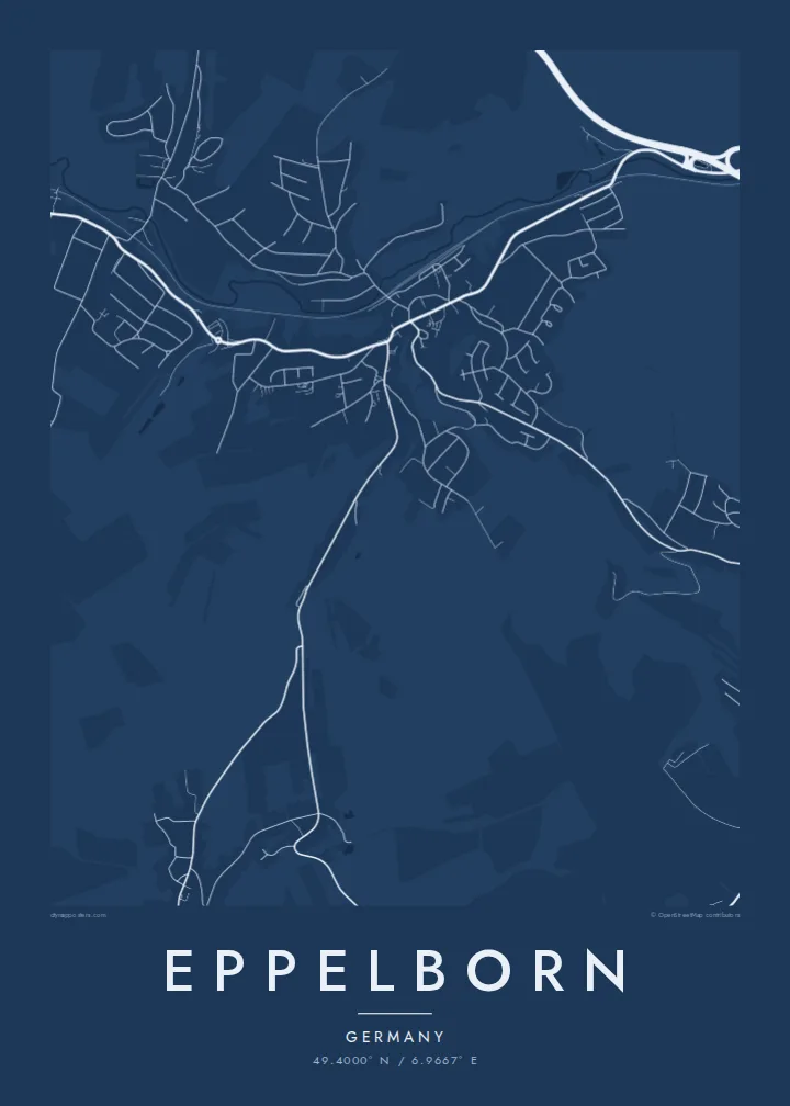 Eppelborn map poster — Blueprint style