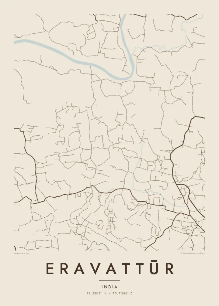 Eravattūr map poster — Sand