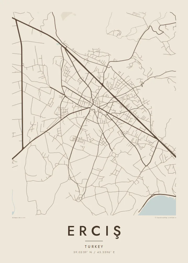 Erciş map poster — Sand style