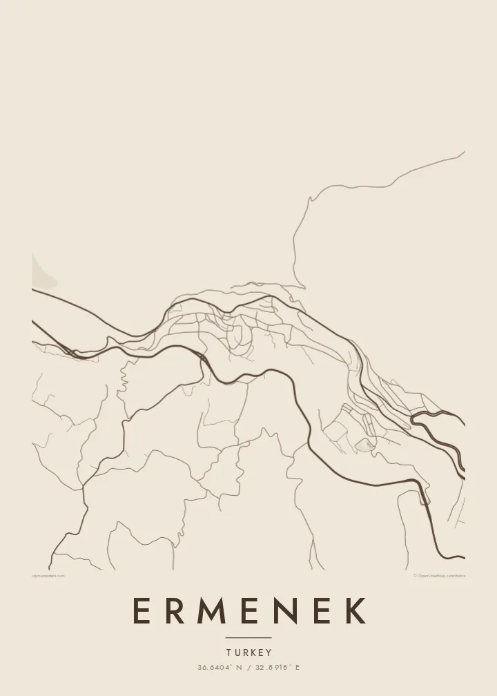 Ermenek map poster — Sand style