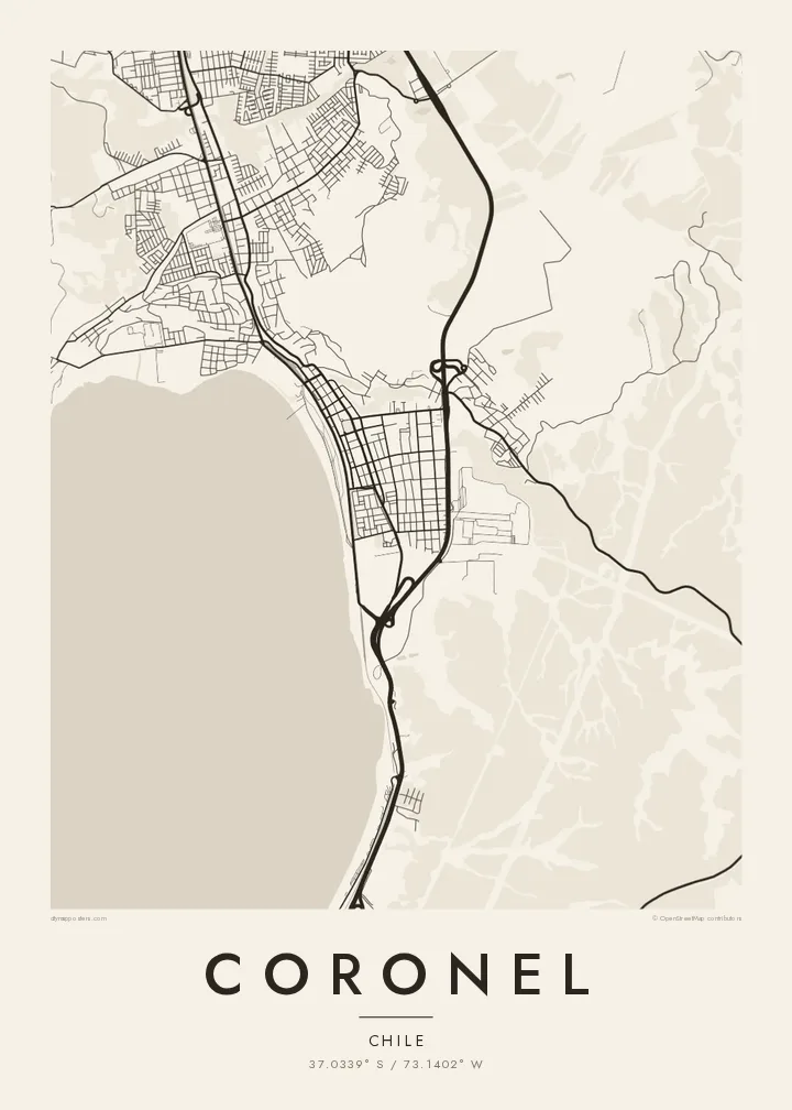 Póster mapa de Coronel — Paper
