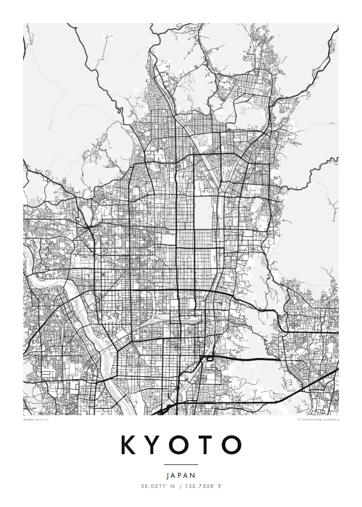 Póster mapa de Kioto — Classic