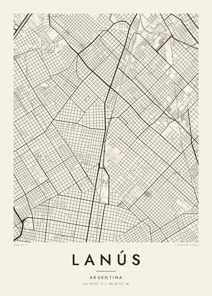 Póster mapa de Lanús — Paper