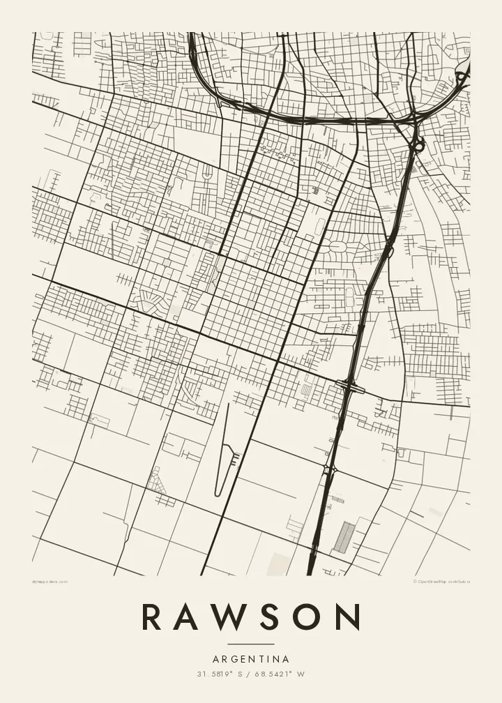 Póster mapa de Rawson — Paper