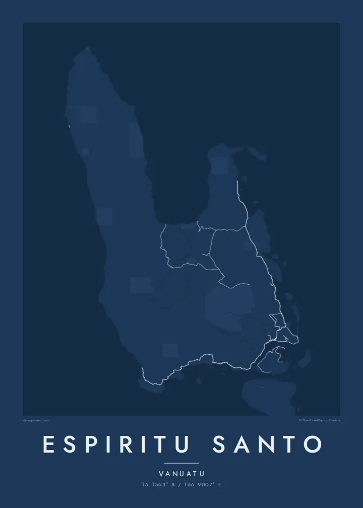 Espiritu Santo map poster — Blueprint style