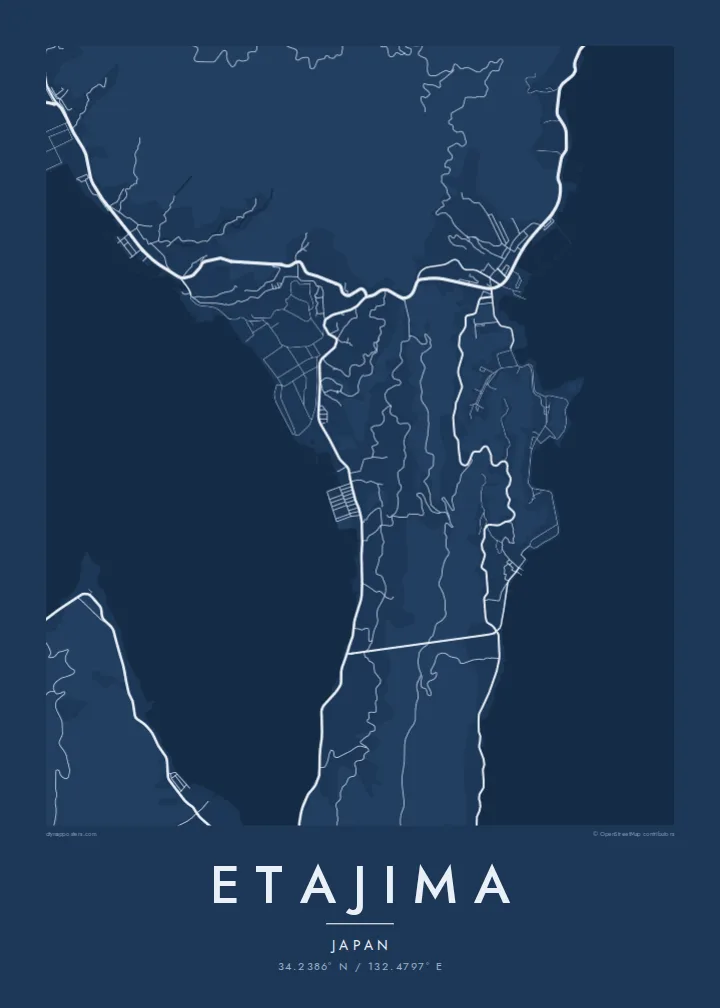 Etajima map poster — Blueprint style