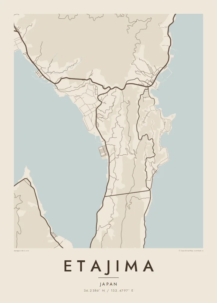 Etajima map poster — Sand style