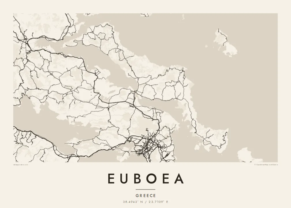 Euboea map poster — Paper