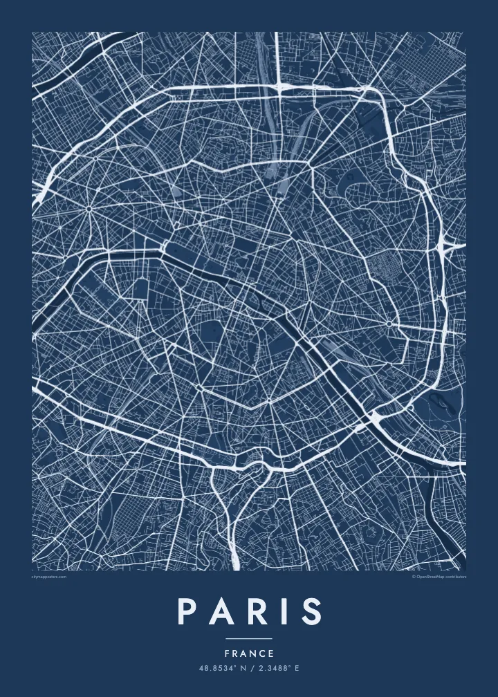 پوستر نقشه پاریس — Blueprint